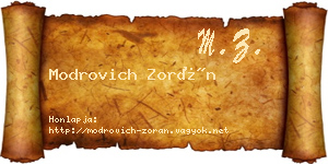 Modrovich Zorán névjegykártya